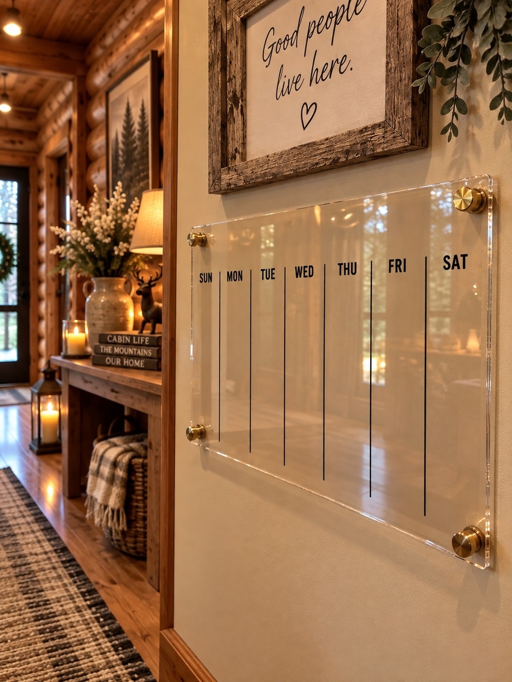 Clear Acrylic Weekly Wall Planner - Gold Accent